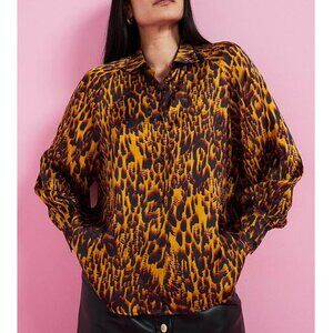 AllSaints Women's Leopard Print Shirt in Teresa Deep Yellow Sz 6
